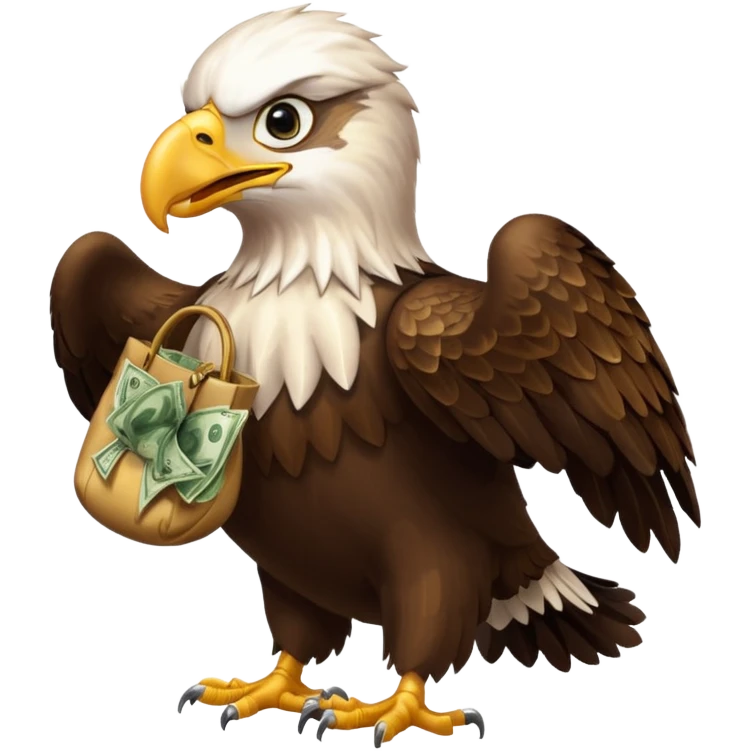 Eagle flying with money bag in mouth emoji