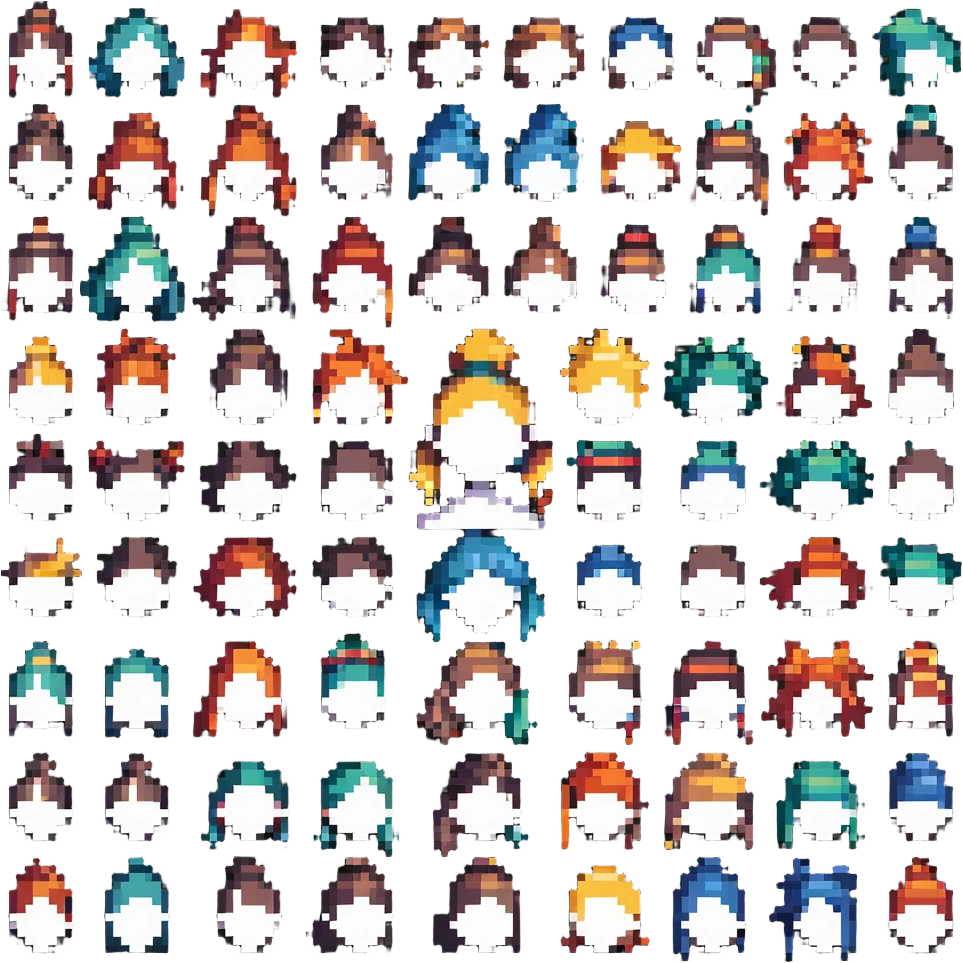 pixel art different hairstyles collection emoji