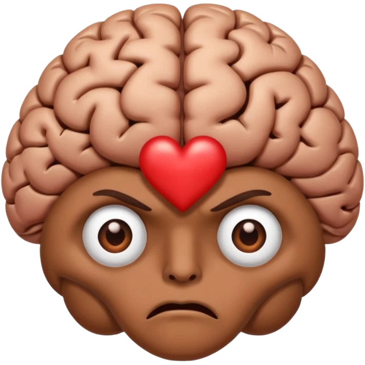 image of the brain with heart eyes and another image of the brain disgusted/angry emoji
