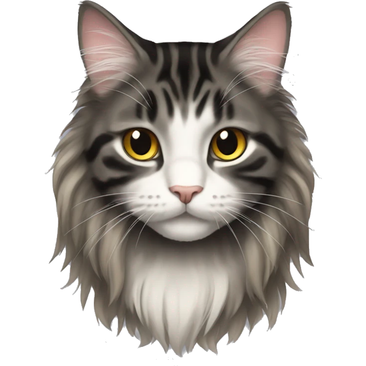a long haired tabby full body and black cat emoji