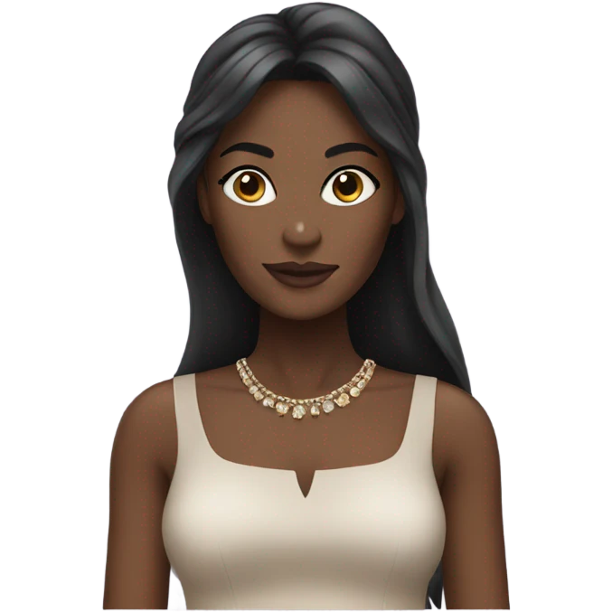 black woman with long hair and a nice top emoji