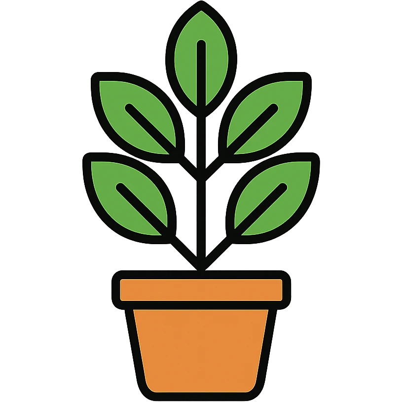leafy green plant in a pot, color outline icon style emoji