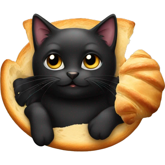 Black cat with croissant emoji
