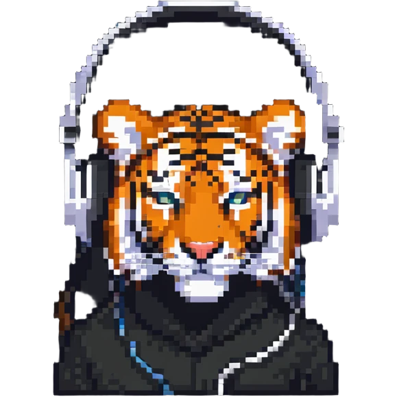 minimalist tiger wearing headphones emoji