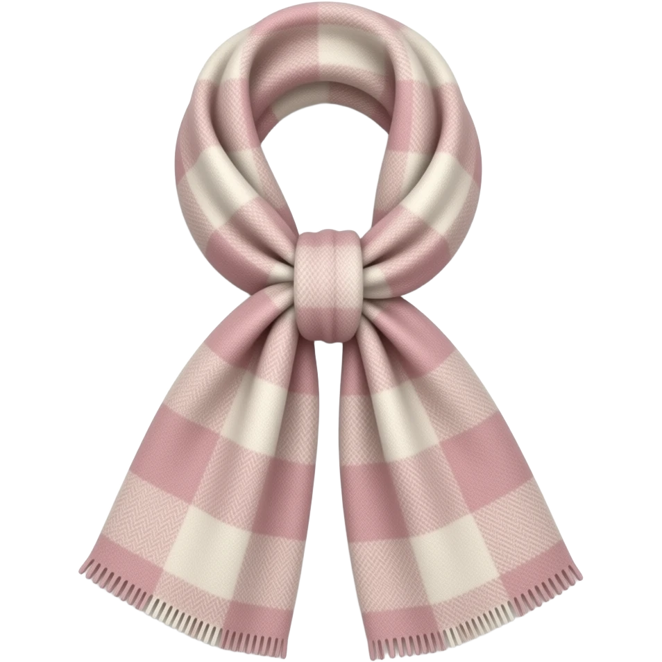 Elegant London luxury scarf, isolated, centered, no background, soft cashmere, refined check pattern, blush beige and soft pink tones, chic British fashion aesthetic emoji