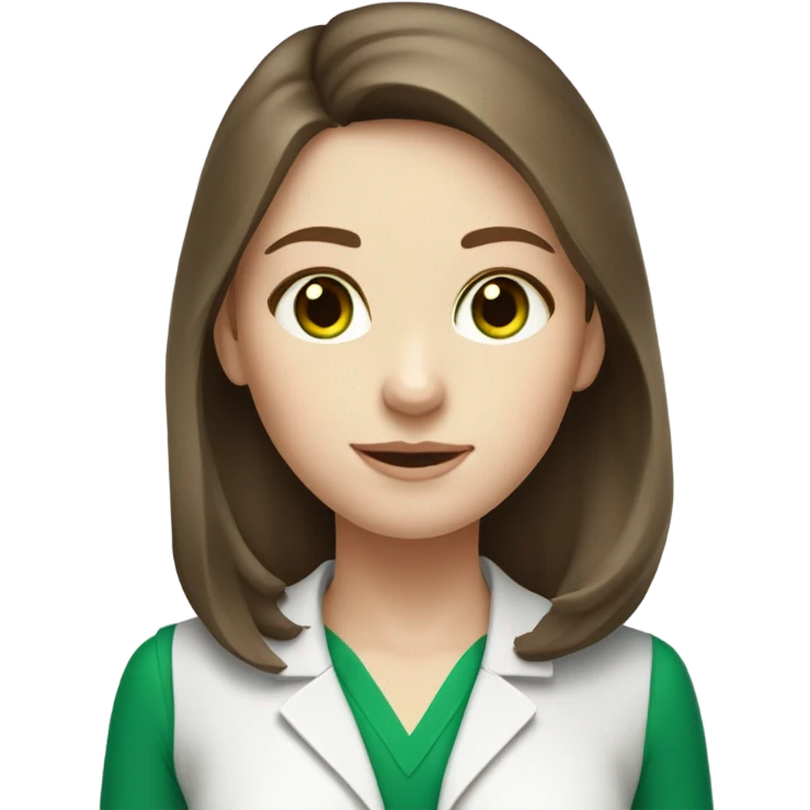 Nutritionist girl brown hair pale skin green eyes  emoji