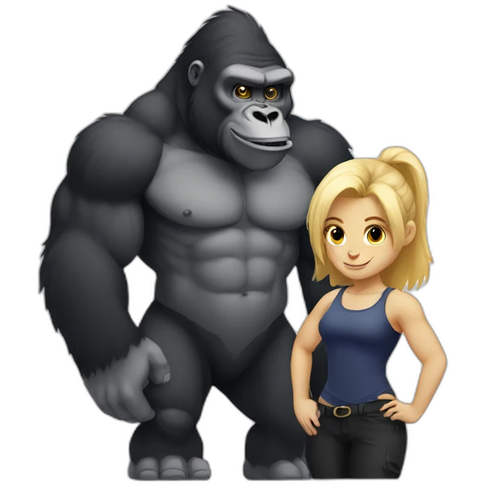 Buff Gorilla with a shy blonde girl emoji