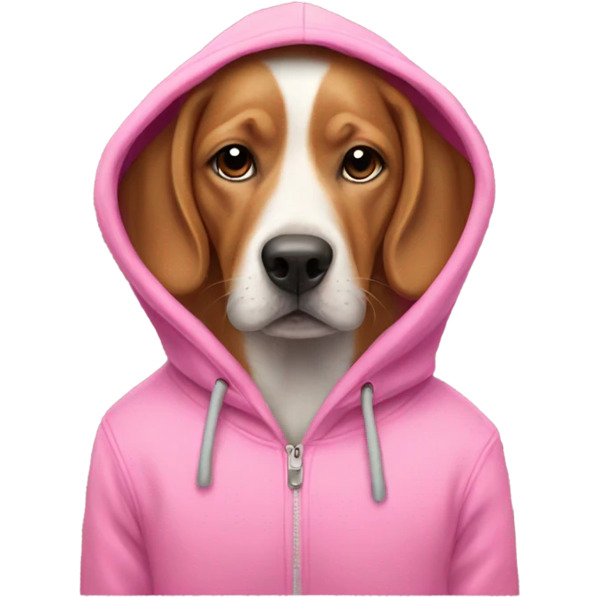 dog wearing pink hoodie emoji