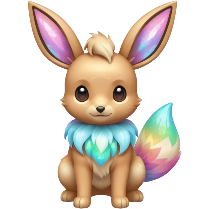 Kawaii Shiny Colorful Pastel Iridescent Glittery Eevee Full Body emoji