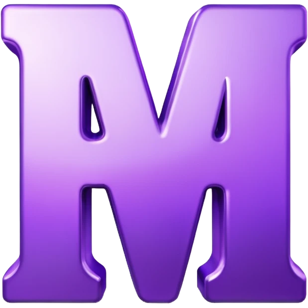 3D text that spells "me" in a shiny purple font  emoji