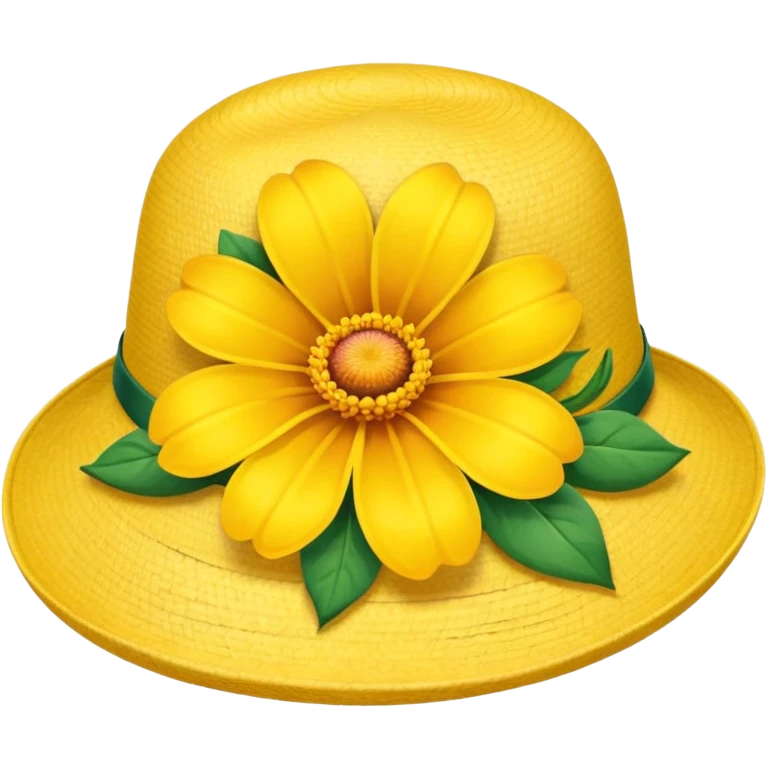 yellow flower on a hat emoji