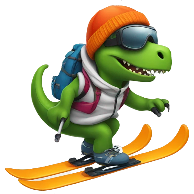 Dino skiing emoji