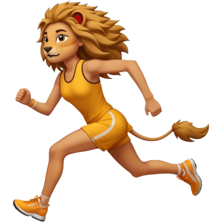 High resolution of a running women lion emoji