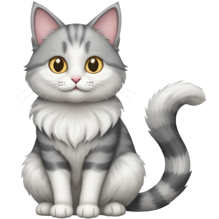 a grey and white cat sitting regally emoji