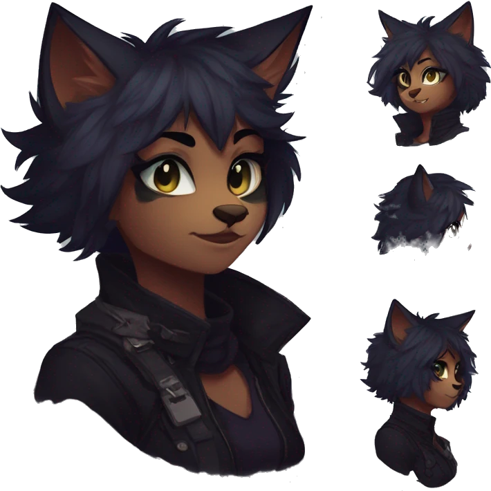 Edgy sharp anthro tomboy black cat furry by Falvie, LiLaiRa, griffsnuff, AngieWolf emoji