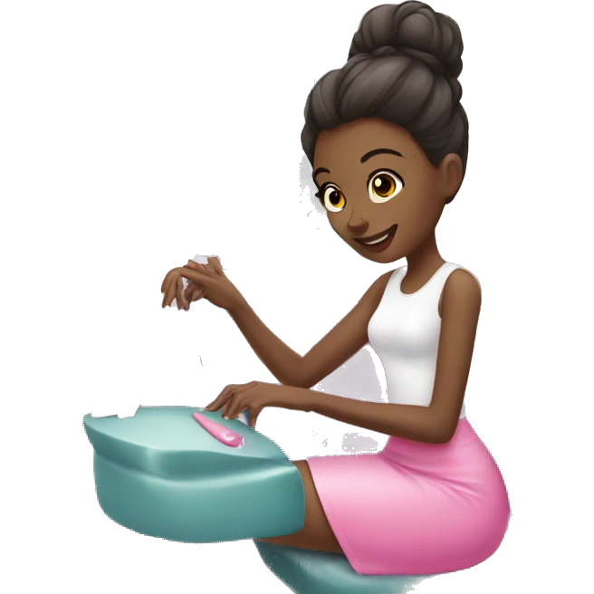 Girl getting a manicure at nail salon emoji