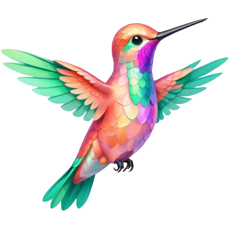 peach pink and mint humming bird, verywarm colours  emoji