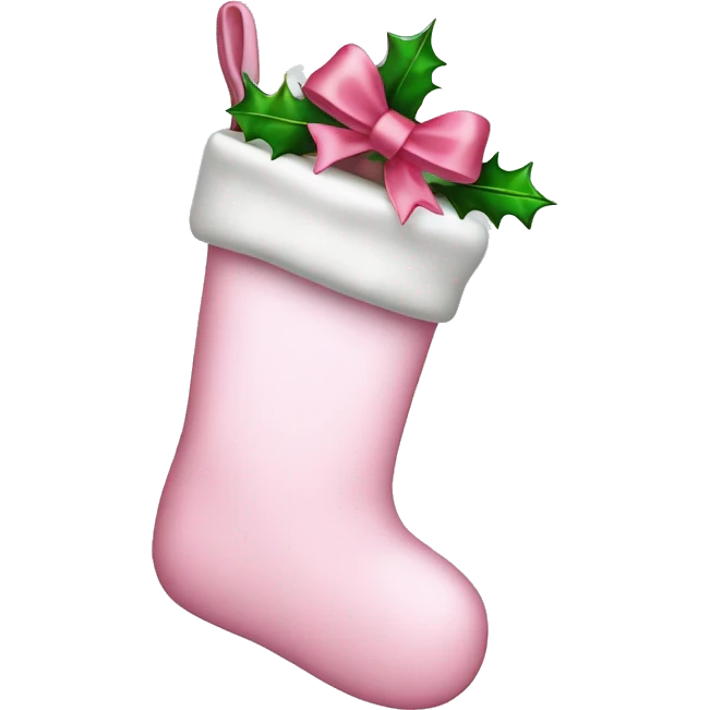  light pink Christmas stocking with bow emoji