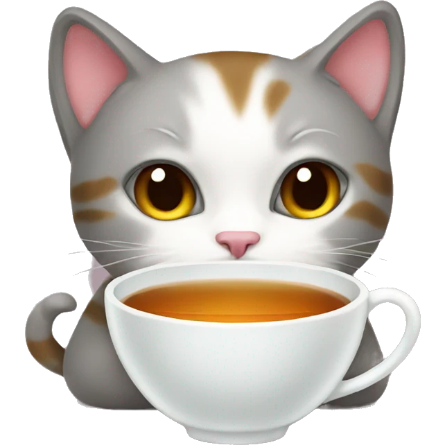 Kitty drinking tea emoji