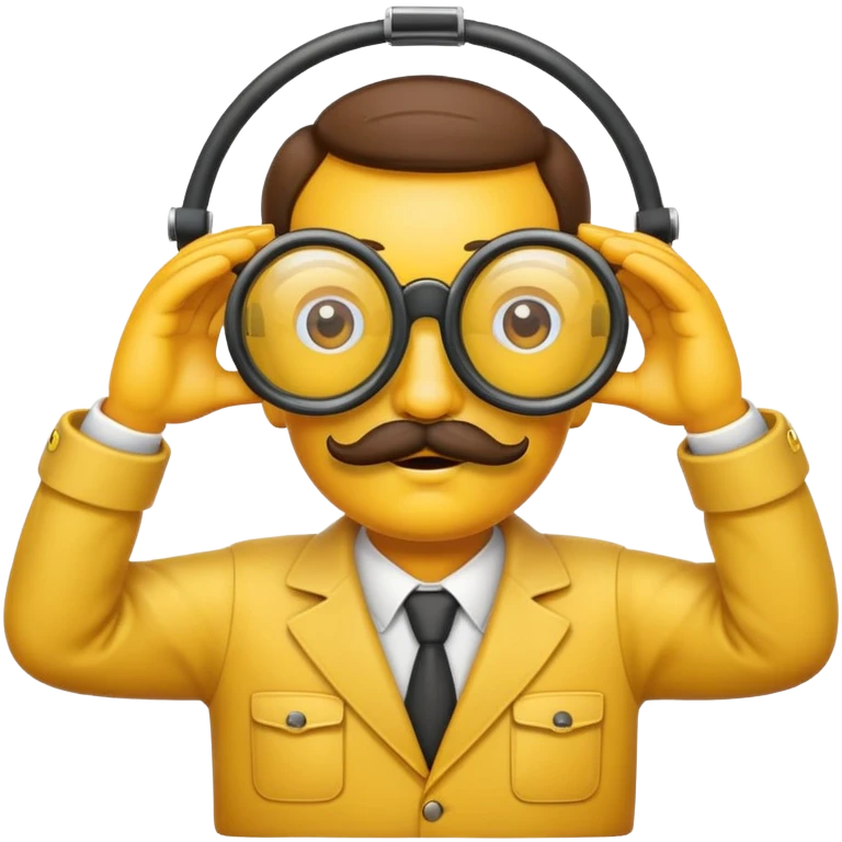 emoji with glasses and a mustache with binoculars  emoji