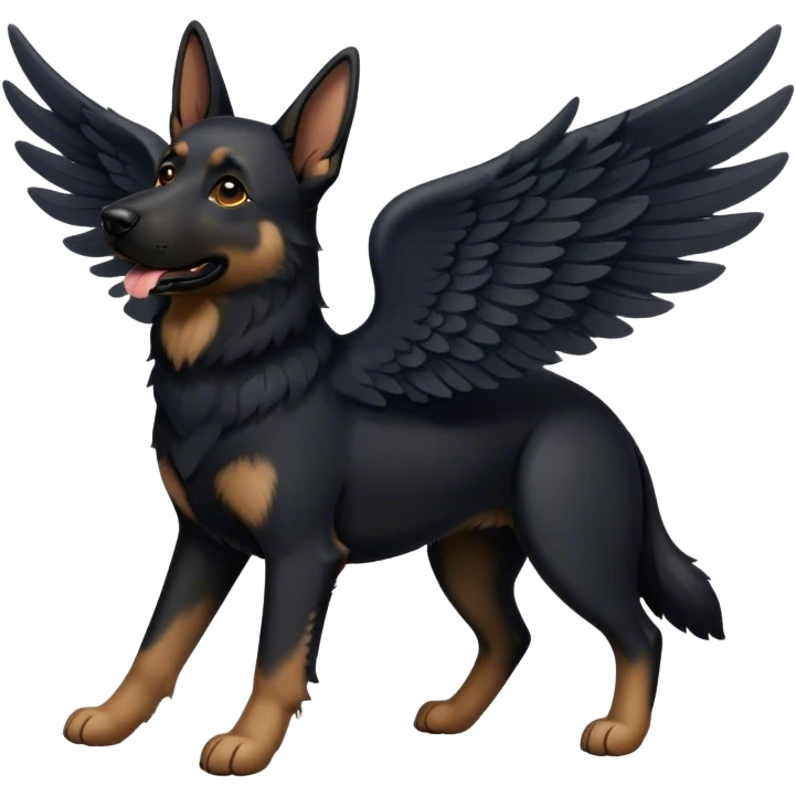 black german shepherd with wings emoji