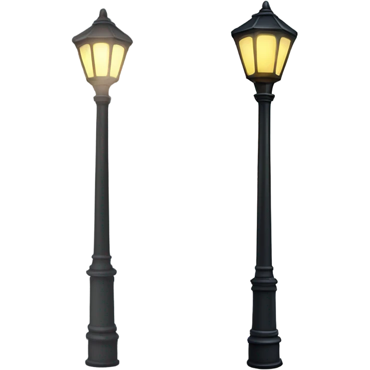 Realistic full length lit lamp post isolated.  emoji
