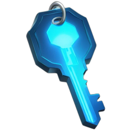 cyber metal key with blue light emoji