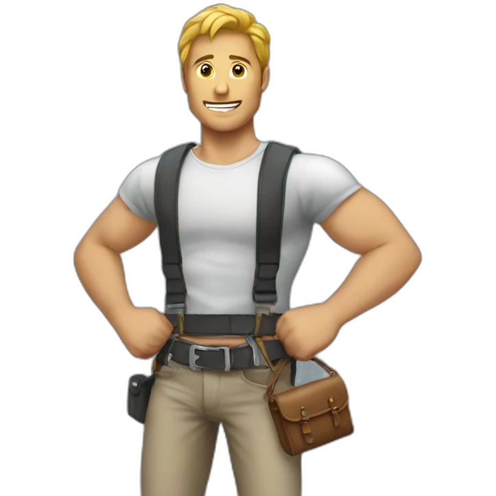 A man catching a belt emoji