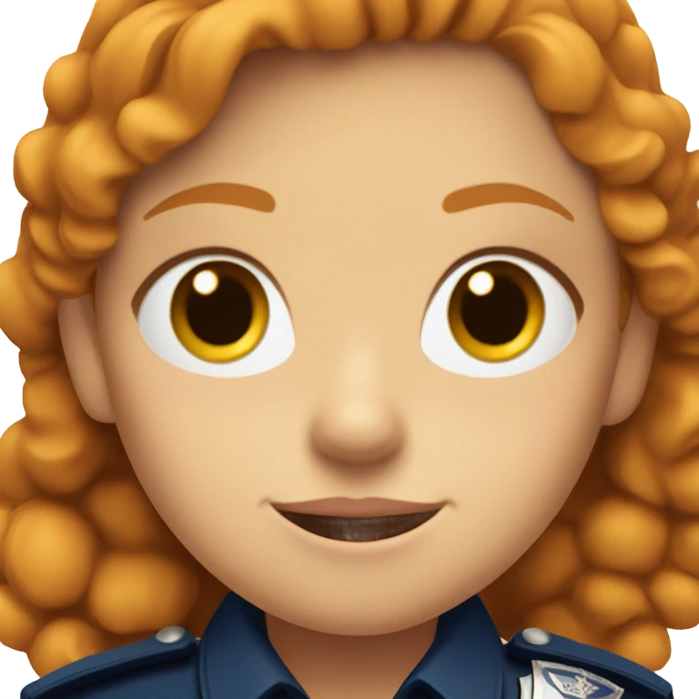face of ginger girl police officer teen cute blue uniform  policia badge brown eyes emoji