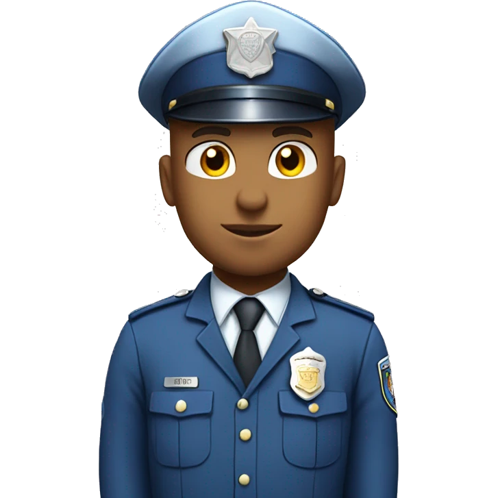 A WHITE Police man bald with blue uniform and cap with Big ANGEL WINGS emoji
