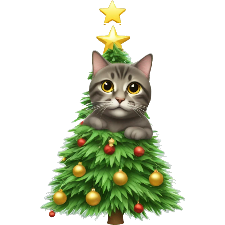 cat in a Christmas tree emoji