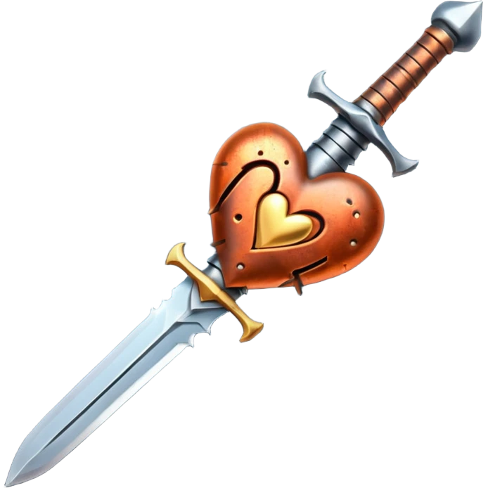 Dik şekilde kalbin içinden geçen Kılıç emoji
