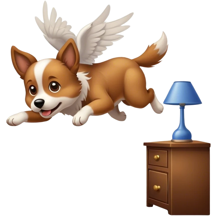 Dog flying around the house  emoji