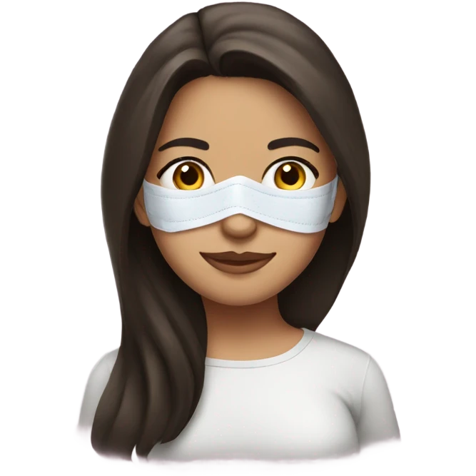Brunette girl with facial mask emoji