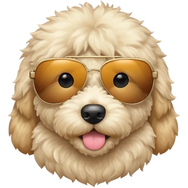 Mini goldendoodle wearing sunglasses emoji