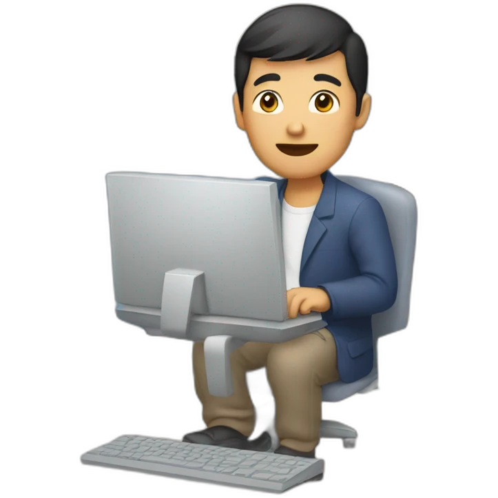 asian man on a computer emoji