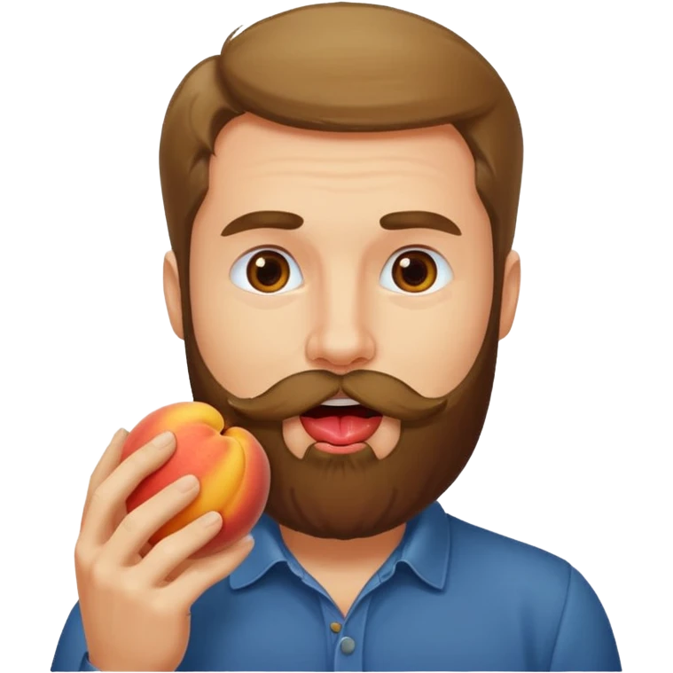 Man with beard licking peach emoji