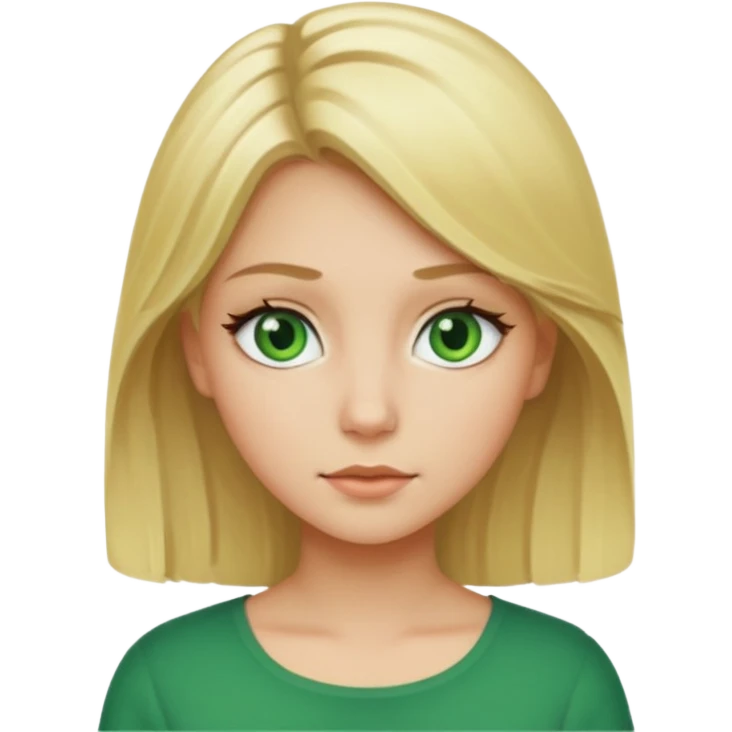Blonde girl with medium hair and green eyes emoji