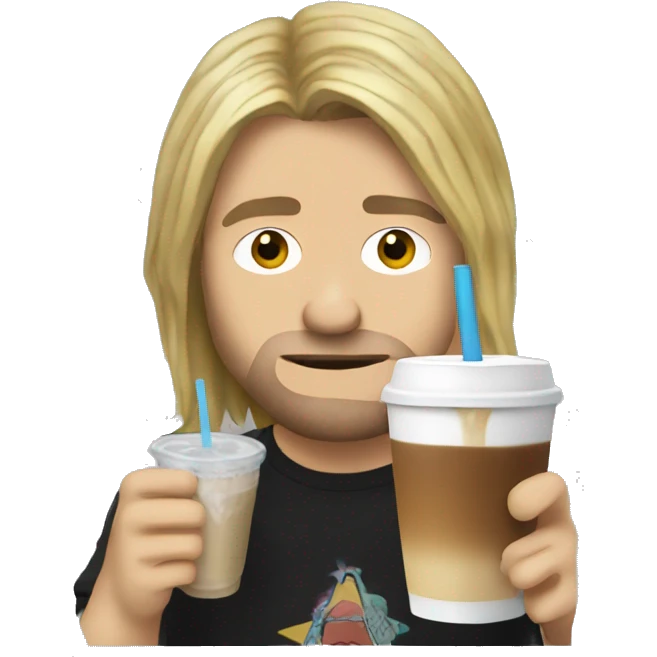 Kurt Cobain drinking iced coffee emoji