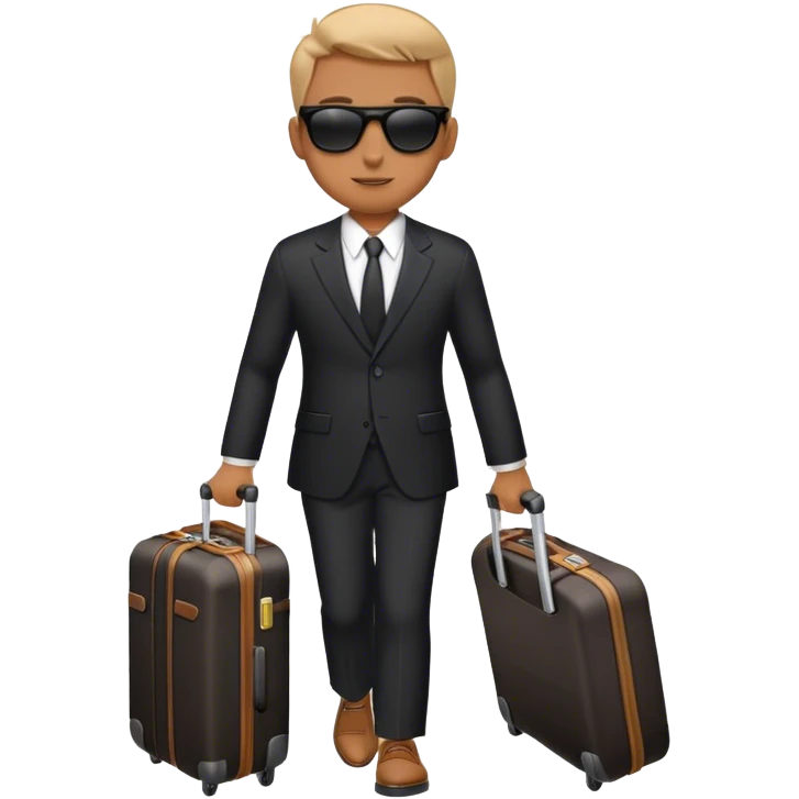 man in black with suitcase sunglases emoji