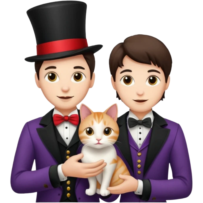 magician couple and their pet cat emoji