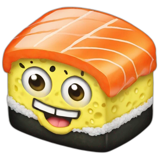 SpongeBob earing sushi emoji