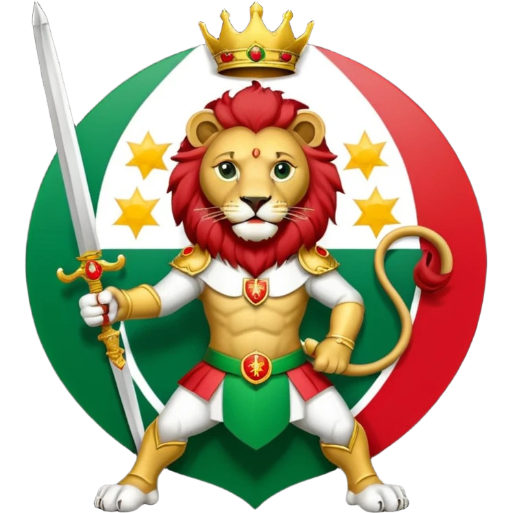 پرچم ایران که وسطش شیر و خورشید که دست شیر شمشیر emoji