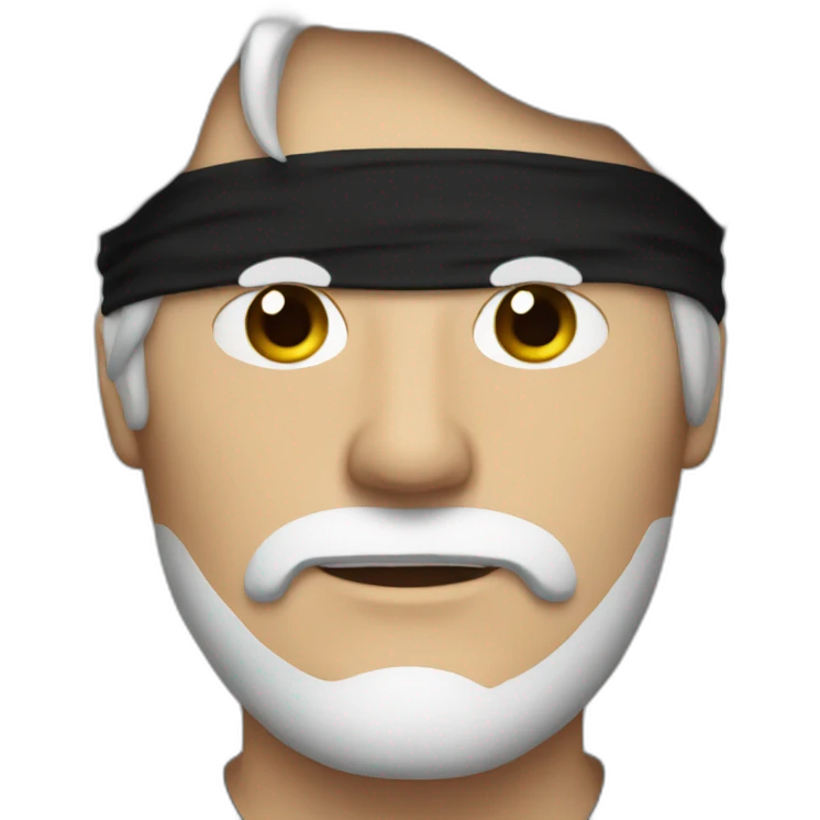 white haired man with a black blindfold emoji