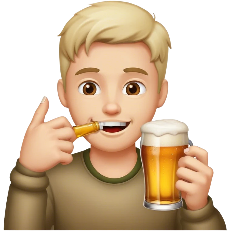 Biting nails and drinking beer emoji