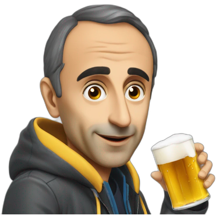 Eric Zemmour en train de boire une biere emoji