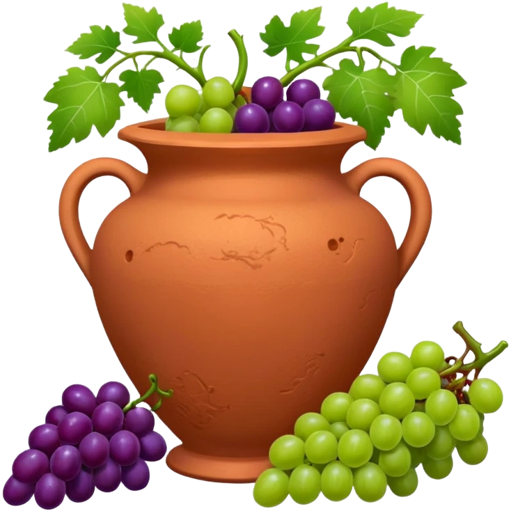 terracotta vase with grapes next to it emoji