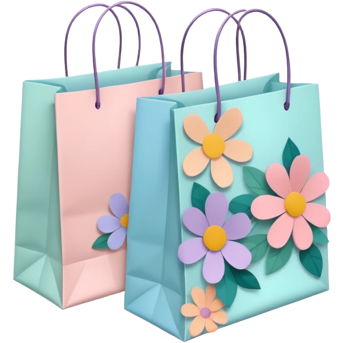 2 aesthetic shopping bag with pattern emoji