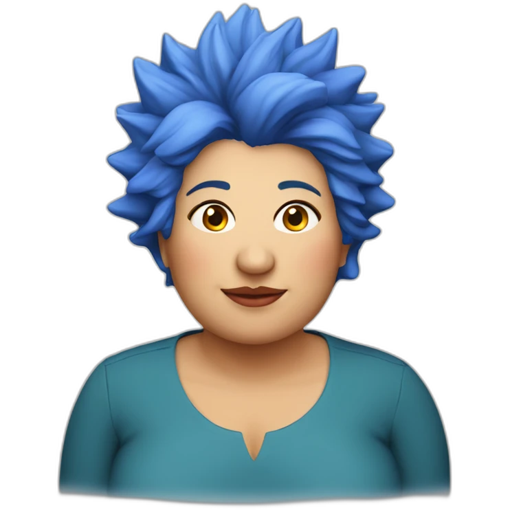 Middle-aged fat Chilean woman short spiky bright blue hair emoji