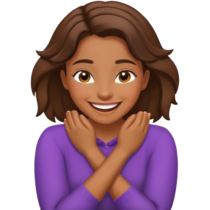Arms crossed holding neck laughing girl  emoji